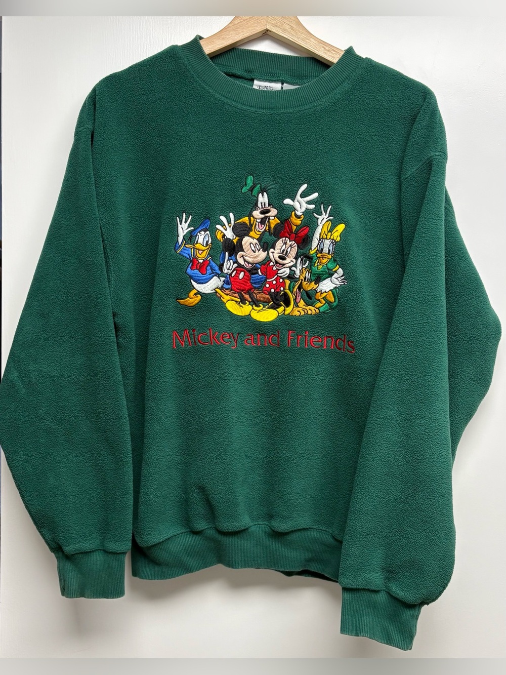 Vintage The Disney Store Mickey & Friends Embroidered Fleece Sweatshirt Adult S
